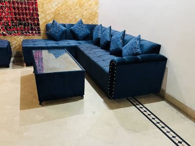 12 Seater Luxury Sofa Set with Table | Navy Blue