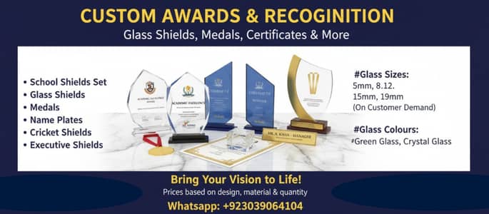 Premium Custom Glass Shields, Medals & Awards | Expert Designs
