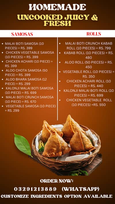 Fresh Homemade Chicken Samosa & Rolls – Ready to Fry – Lahore Only