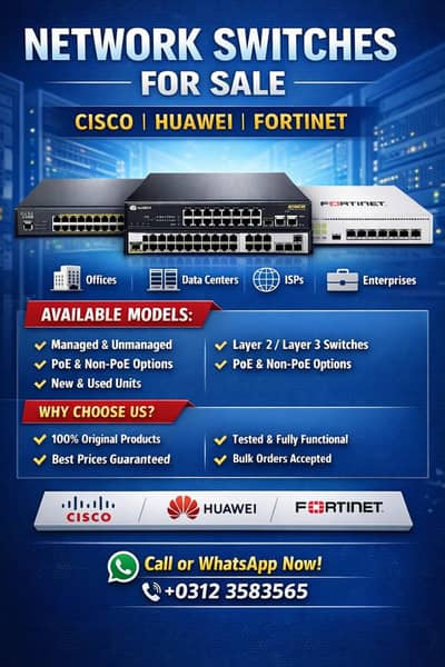 Cisco switches, Huawei switches, fortinet switches, juniper