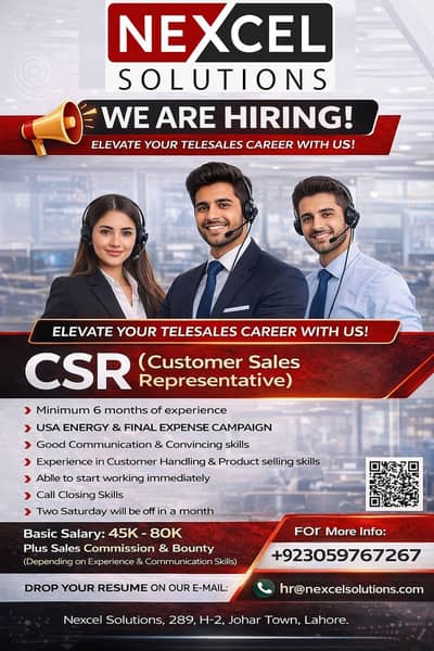 CSR Required | Jobs In Lahore | Call Center Jobs | Staff Required