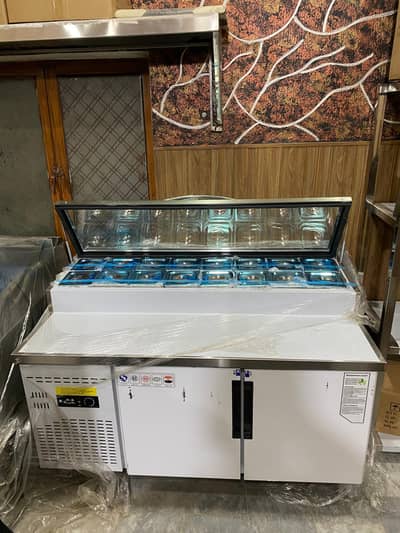 pizza prep table  / pizza oven  / dough mixer