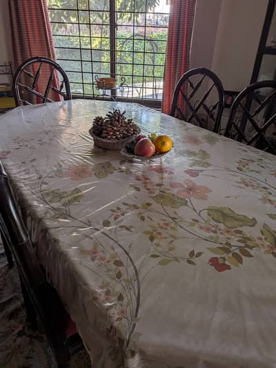 Beautiful 6-seater dining table set in walnut color