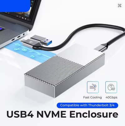 USB4 NVMe SSD Enclosure PCIe3.0x4 Aluminum M. 2 SSD Case