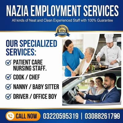 House maids , Maids , Baby Sitter , Chef , Cook , Patient Care ,Nurse