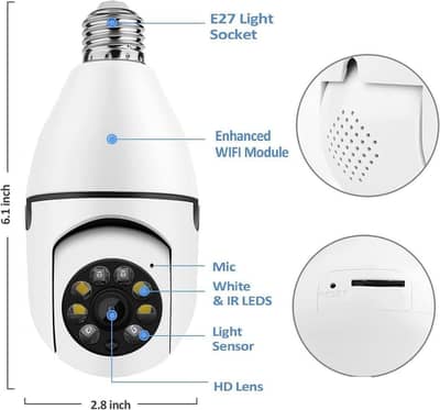 360° WiFi Bulb CCTV Camera Night Vision