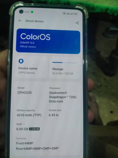 oppo Reno 6 8+4/128