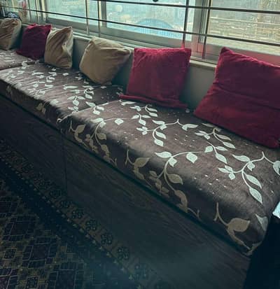 3 set of benches with storage boxes.