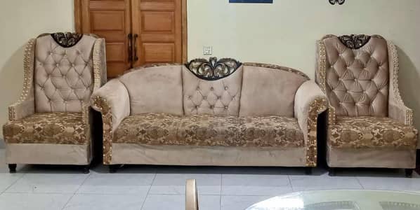 2 one seater and 1 three seater sofa set with high back.
