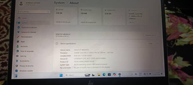 HP EliteBook 840 G50 | Core i7 7th Gen | 8GB RAM | 256 SSD
