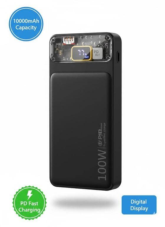 Ultra-Slim 10,000mAh Fast Charging Power Bank | LED Digital Display & PD 22.5W Super Fast Charge