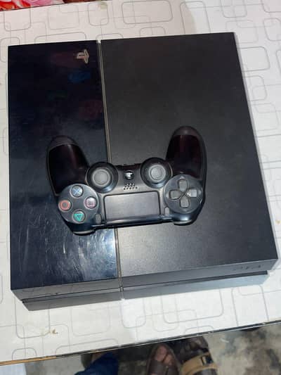 PS4 console with one controller used.