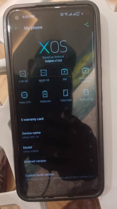 Infinix Hot 10 play with box 4/64 for sale
