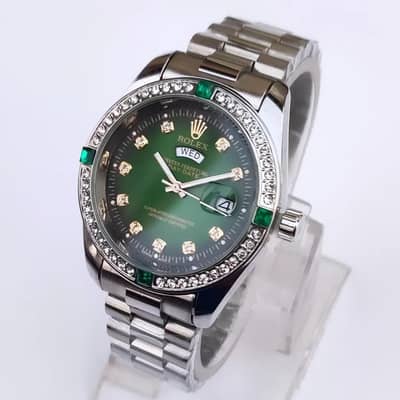 Rolex Men's Classic Stones Stainless Steel Wrist Watch