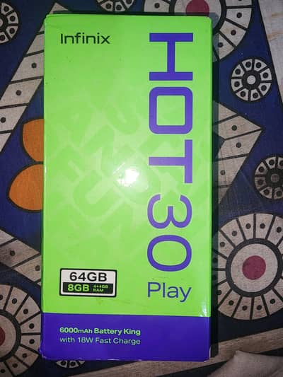 infinix Hot 30 play 4+4Ram 64GB storage 6000 mah battery