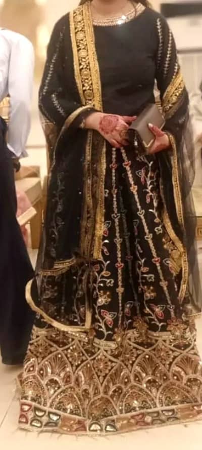 Self made lehnga choli made of net and raw silk