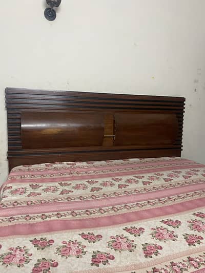 Kind Size | Wooden brown bed | 2 Side Tables  | Without mattress
