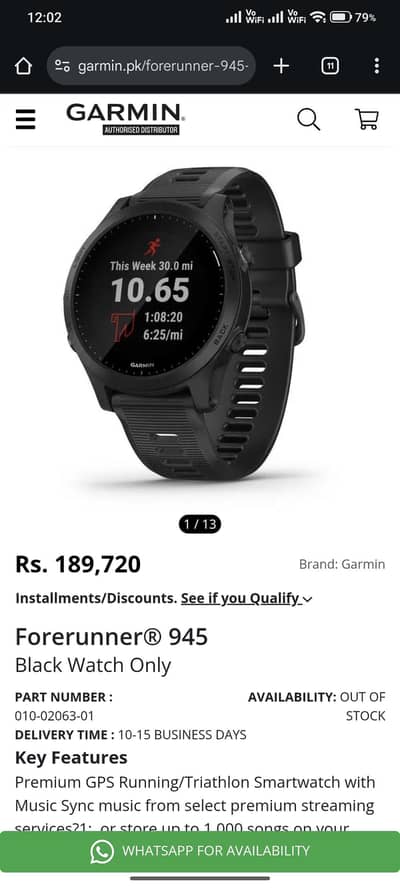 Garmin Forerunner 945 music