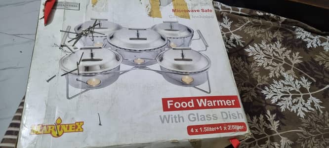 FOOD WARMER WITH GLASS DISHES BRAND NEW 03261271600