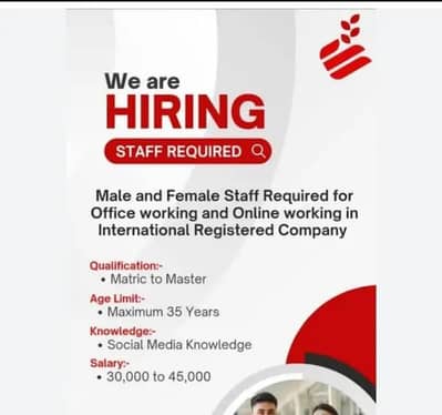 Males Required for Office l 12-8pm shift