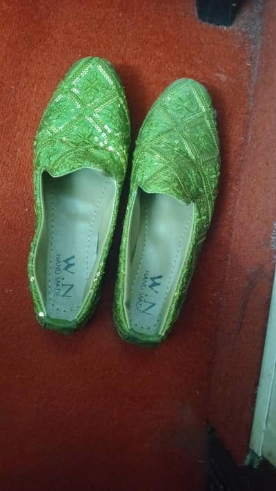 shoes green color stari work