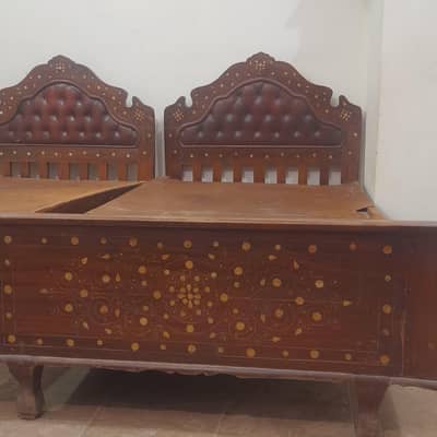 2 Single Solid Wood Beds for Sale – Strong & Heavy
