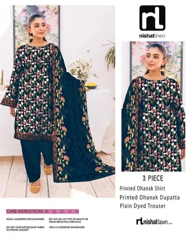 Printed unstitched 3 pcs suit