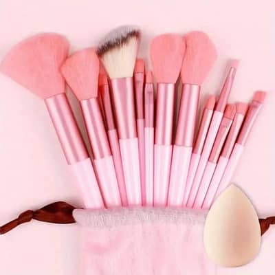 Premium 13pcs Makeup Brush Set with Aesthetic Pouch - Limited Stock "
