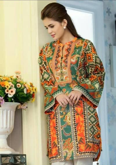 1 Pc Woman's Unstitched Swiss Lawn Painted shirt