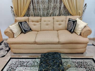 7 Seater Sofa Set with Jute Fabric