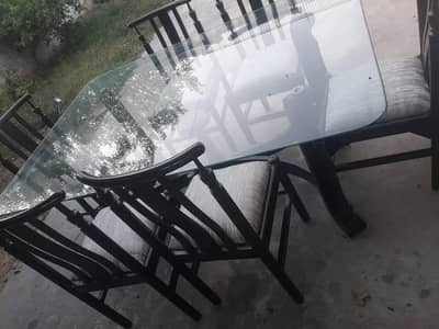 six chairs 12mm glass Diinning table for sale