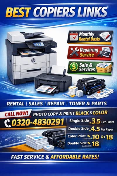 deal in all kind of printer photocopier repairing and rental services