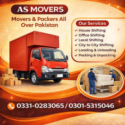 Movers Packers / Home & Office Shifting/Shehzore/Mazda truck for rent