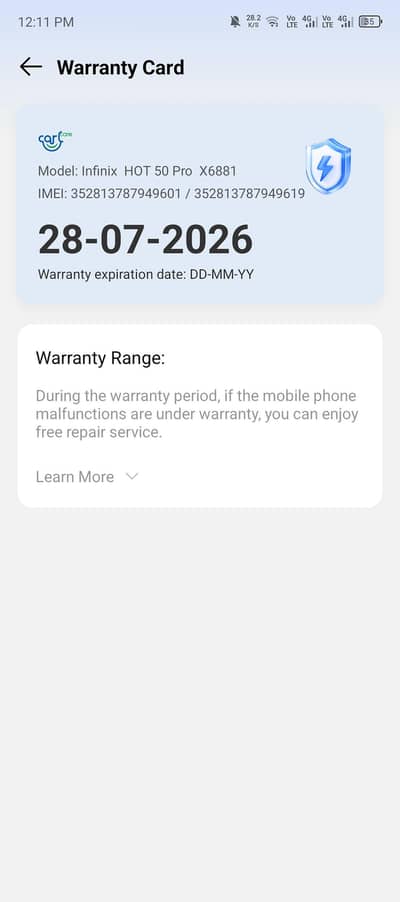 Infinix hot 50 pro Used 6 Month Warranty 10/10 Condition