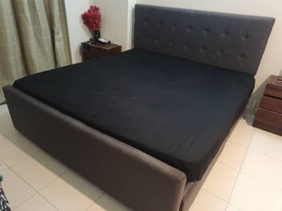 King size storage bed with mattress & side tables