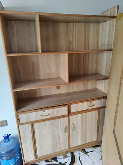 Wooden Book Rack with Shelves & Cabinets – Good Condition