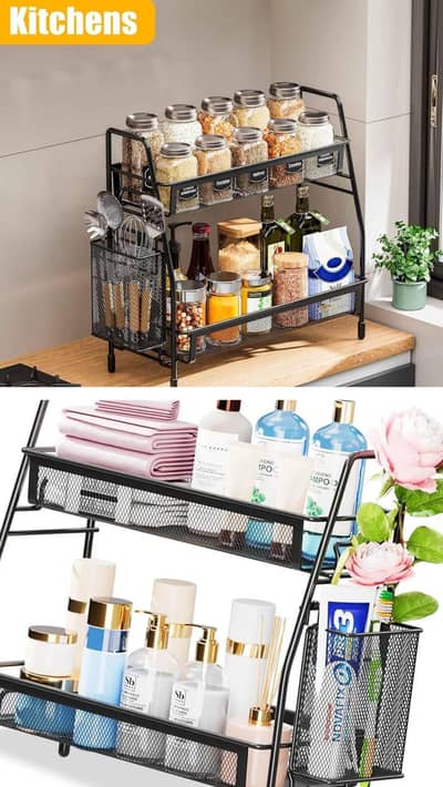 Multipurpose Kitchen Organizer Rack with Utensil Holder.