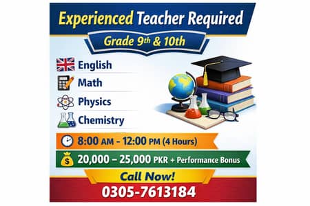 English/Math/Science Teacher Needed – Morning