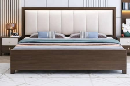 slightly used low profile bed with two side tables