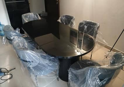 6 seater Dining table/UV top table/metal steel wooden chair03020413458