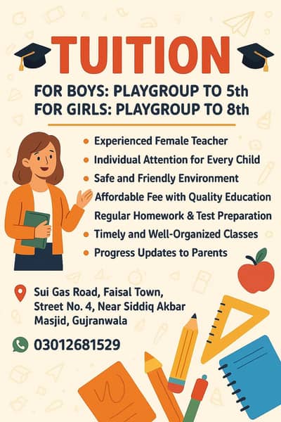Home Tuition Available in Gujranwala | Playgroup to Grade 8