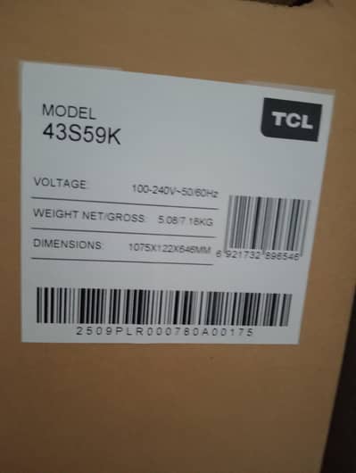 QLED TCL 43S59K Model