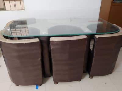 6 Seater Glass Dining Table with Chairs urgent sale