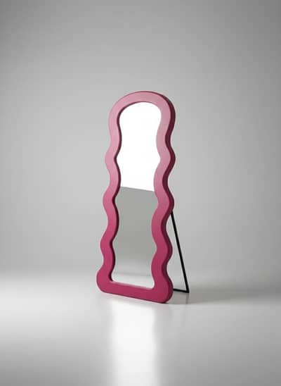 Full Length Wavy Standing Mirror for Modern Decor