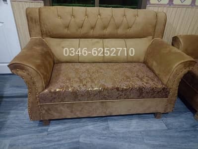 Sofa Set 6 Seater New Silver Velvet Fabric