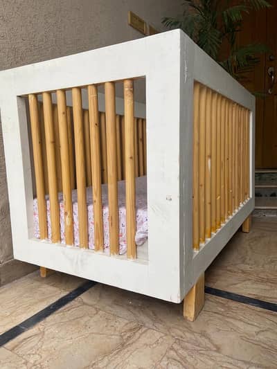 Wooden Cot with Mattress