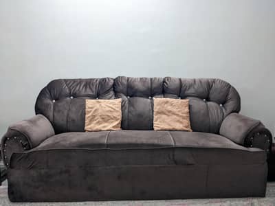 7 seater dark brown chunky sofa set