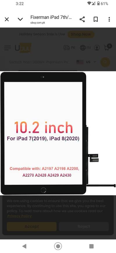 APPLE IPAD 7.8. 9 TOUCH