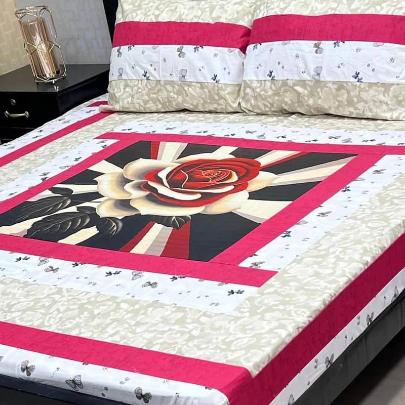 3 Pcs Cotton Patchwork Double Bedsheet 1