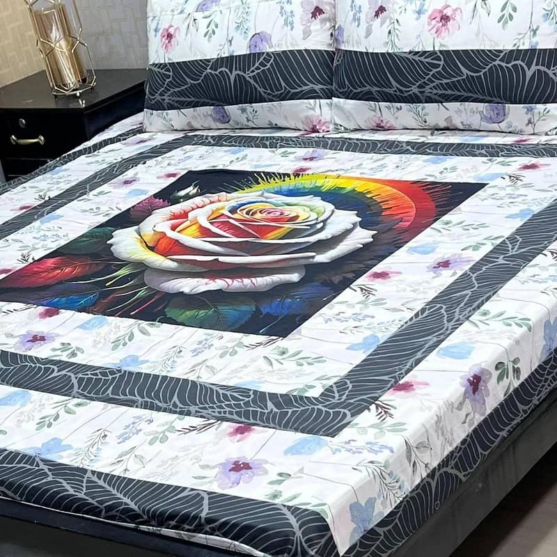 3 Pcs Cotton Patchwork Double Bedsheet 2